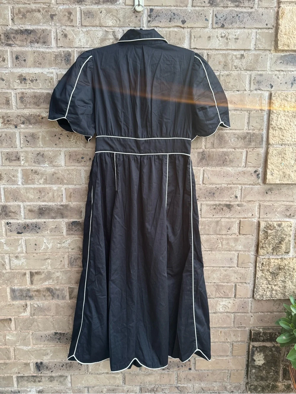 Farm Rio Black Puff-Sleeve Tie-waist Maxi Dress NWT Size L - Picture 5 of 9